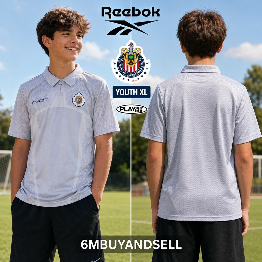 Reebok Chivas Guadalajara Youth XL Soccer Polo‎ Shirt Grey PlayDry AMBL6322-093